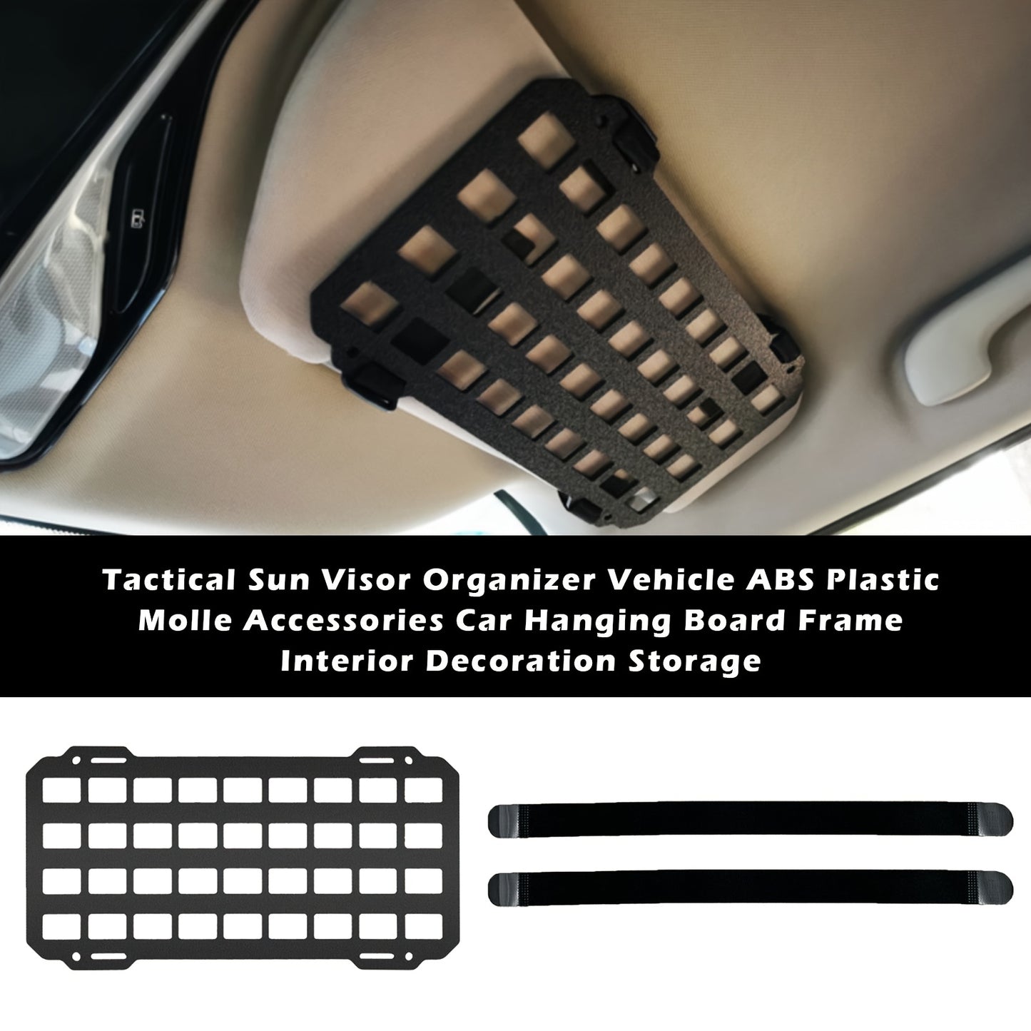 Car Visor Sun Visor Organiser Molle Rigid Plate Vehicle Car Truck Sun Protection Storage Holder Carrier For Tactical Equipment Molle Bag EDC Tools Car Interior Accessories